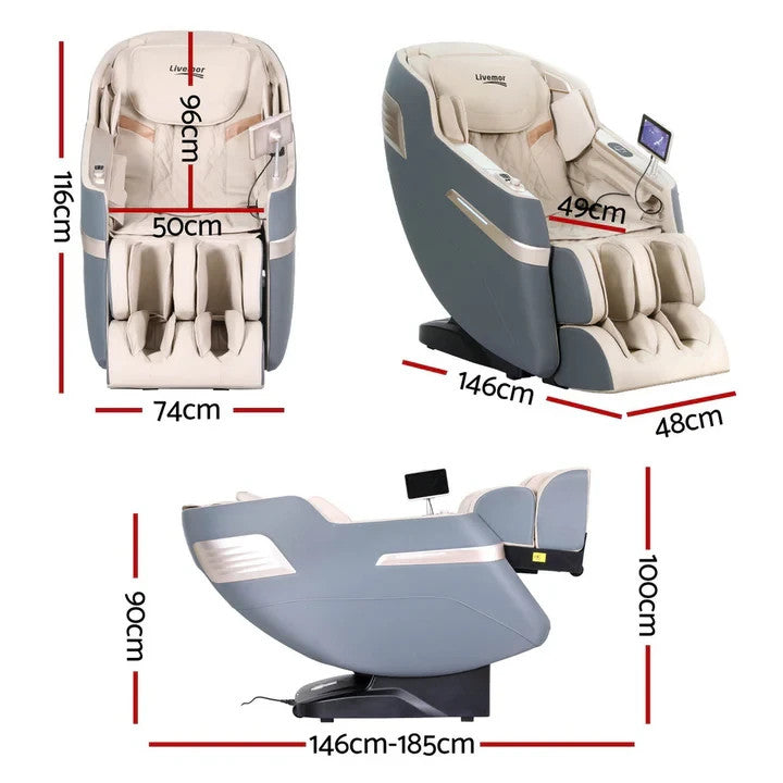 Livemor Massage Chair Electric Recliner SL-track Full Body 3D Massager Seat Opal