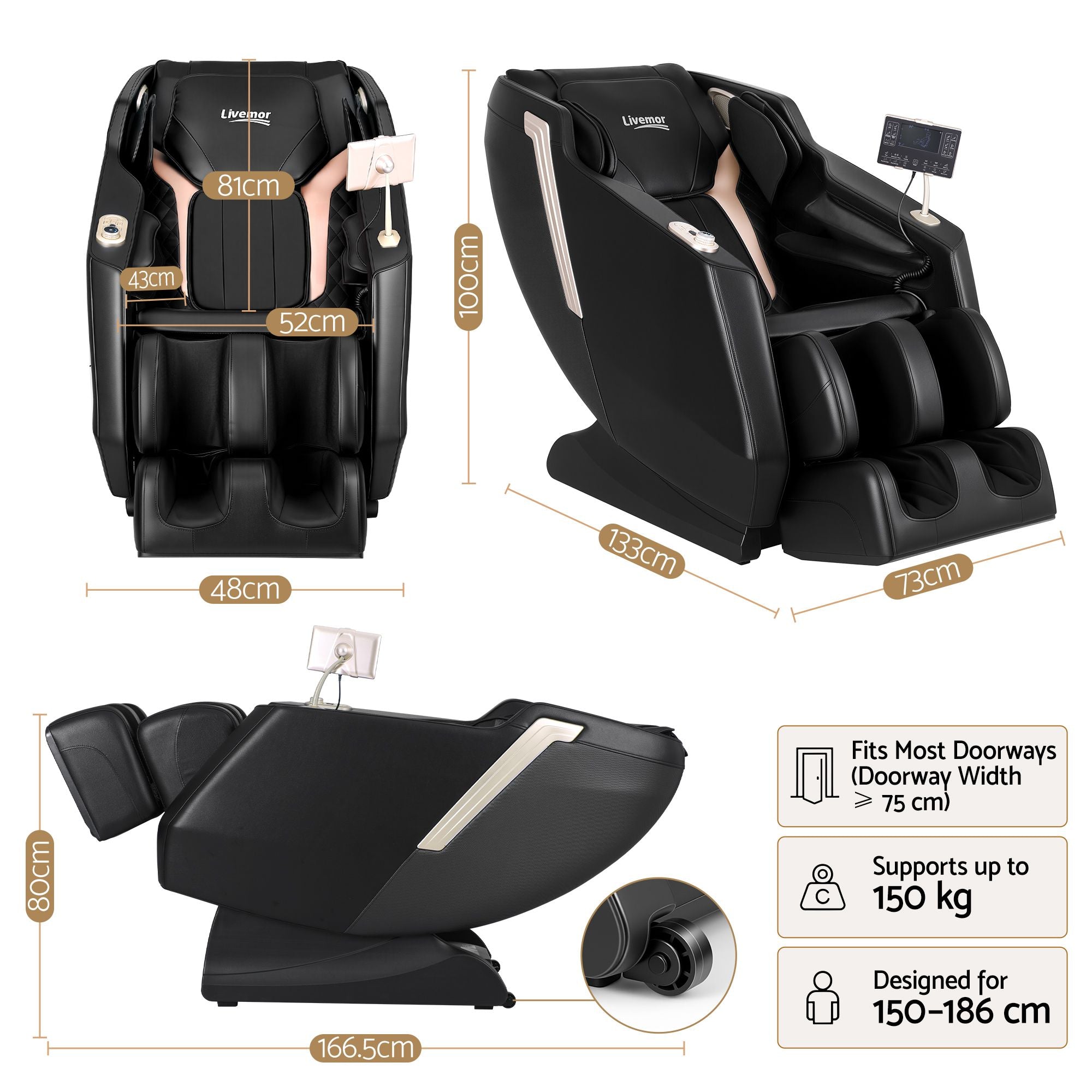 Arete Flex Massage Chair Full Body with Heat Zero Gravity Recliner, 24 Airbags, Foot Massage, 6 Auto Programs, Voice Control, Bluetooth Speakers, Screen Control, Extendable Footrest