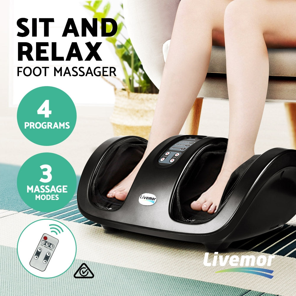 Rejuvachair Foot Massager Shiatsu Massagers Electric Roller Kneading Leg Black
