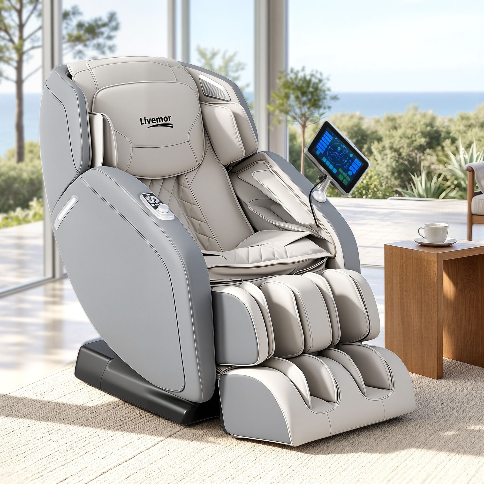 Arete Total Recovery Grey 4D Massage Chair - Full Body SL-Track Zero Gravity with Body Scan, Deep Tissue Electric Massager