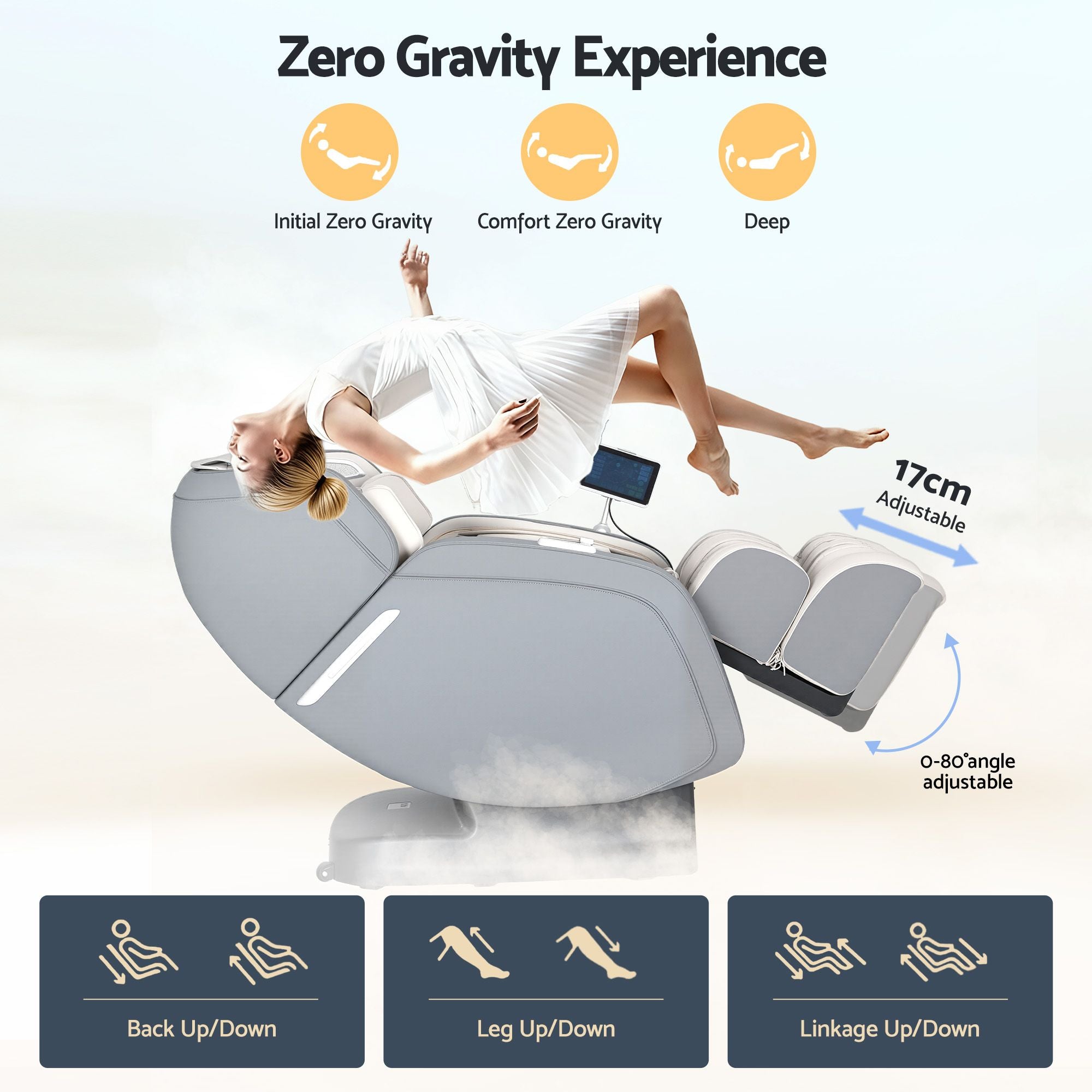 Arete Total Recovery Grey 4D Massage Chair - Full Body SL-Track Zero Gravity with Body Scan, Deep Tissue Electric Massager