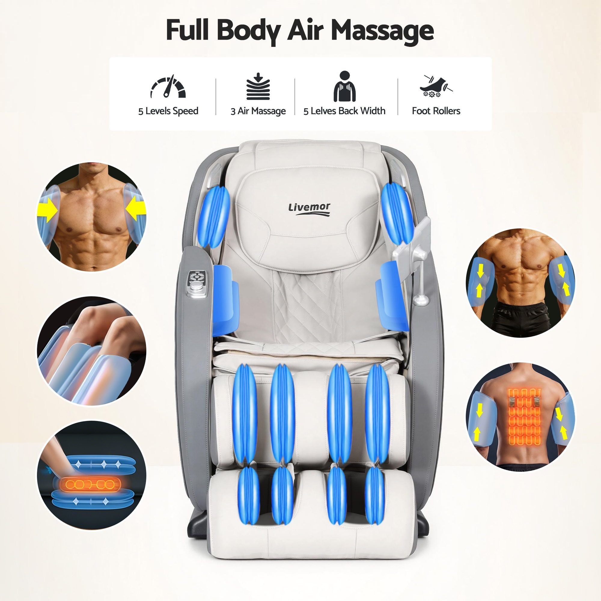 Arete Total Recovery Grey 4D Massage Chair - Full Body SL-Track Zero Gravity with Body Scan, Deep Tissue Electric Massager
