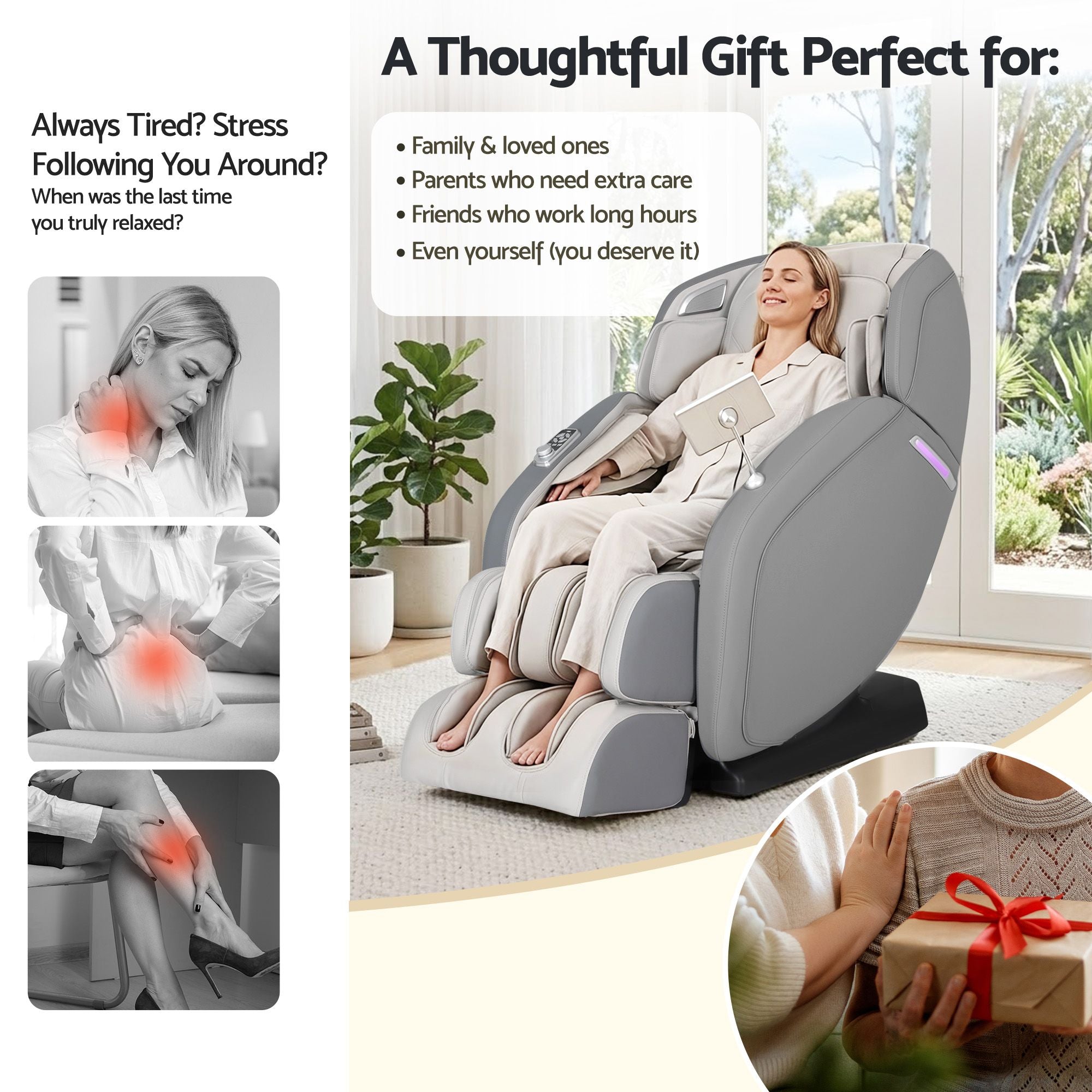 Arete Total Recovery Grey 4D Massage Chair - Full Body SL-Track Zero Gravity with Body Scan, Deep Tissue Electric Massager