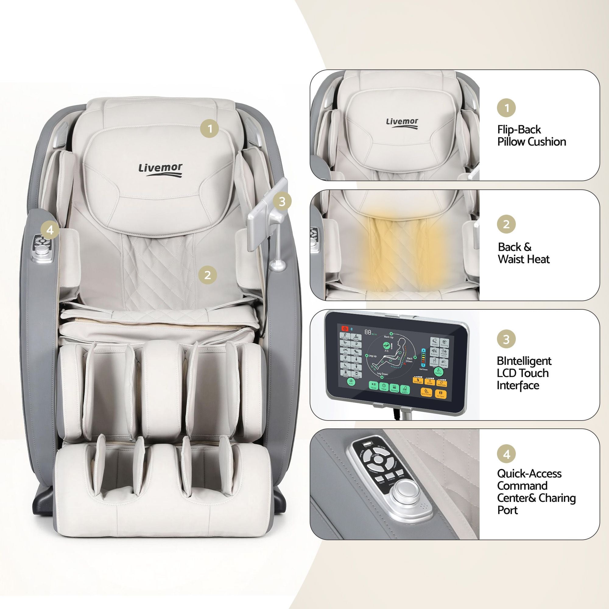 Arete Total Recovery Grey 4D Massage Chair - Full Body SL-Track Zero Gravity with Body Scan, Deep Tissue Electric Massager