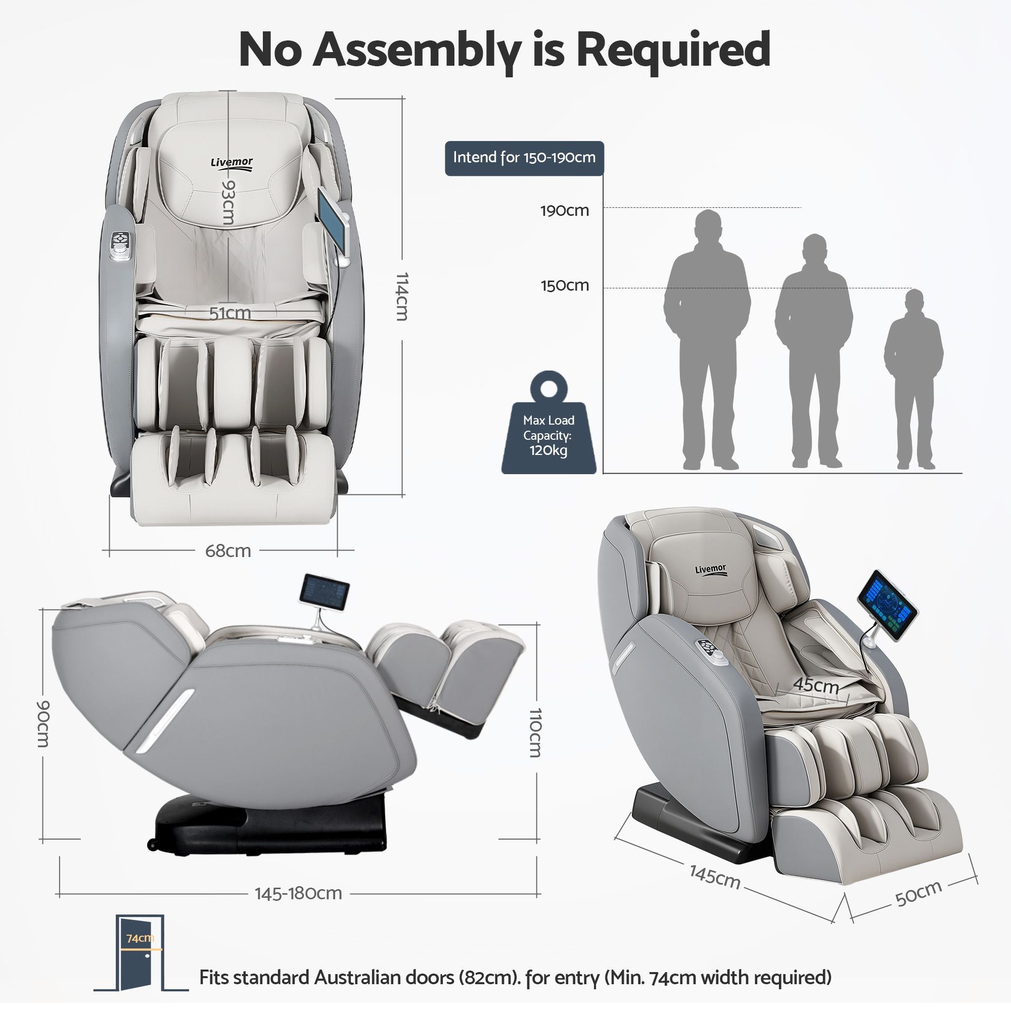 Arete Total Recovery Grey 4D Massage Chair - Full Body SL-Track Zero Gravity with Body Scan, Deep Tissue Electric Massager