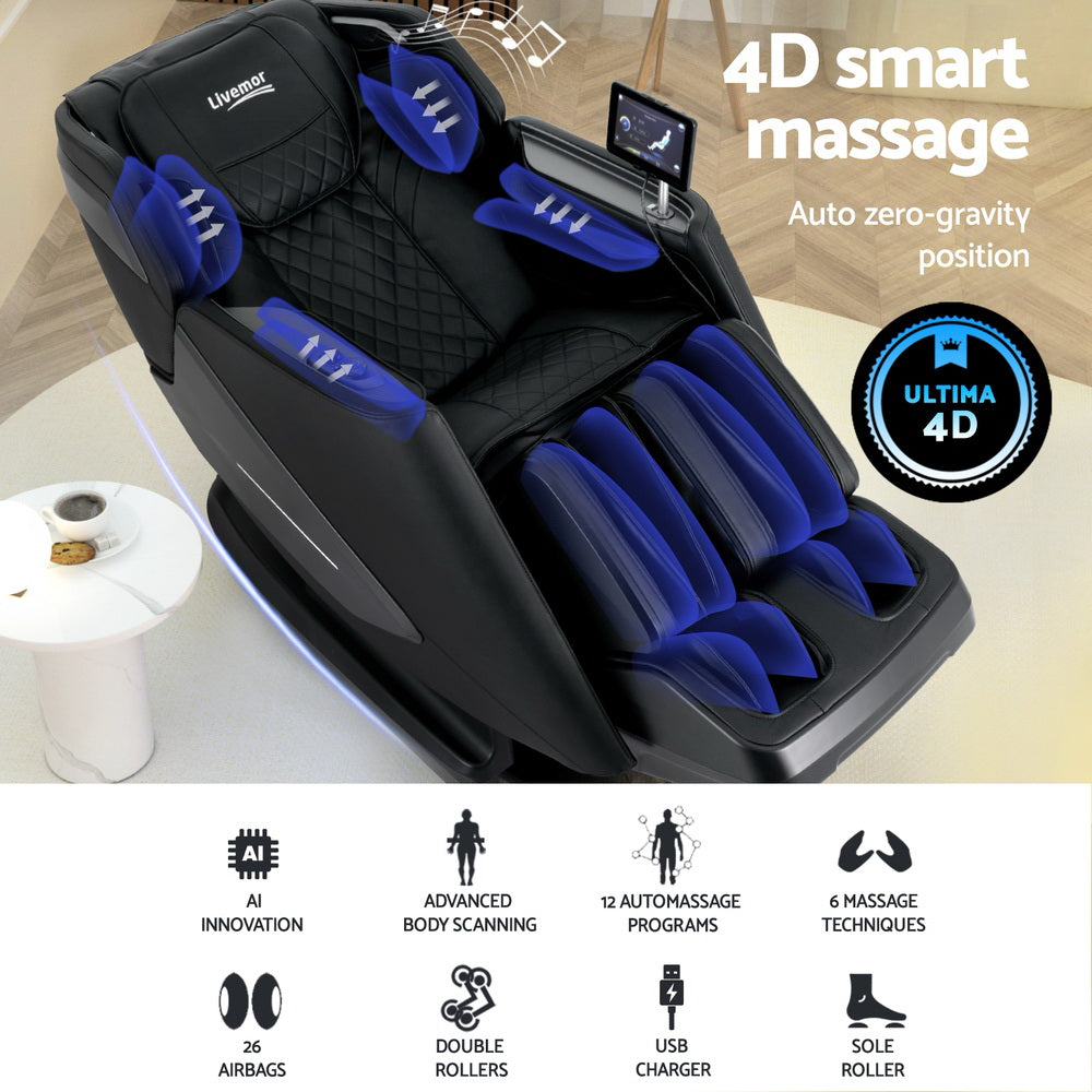 Arete FullFlow SL 4D Massage Chair Recliner SL Track Full Body Zero Gravity Massager Heated AI Body Scan