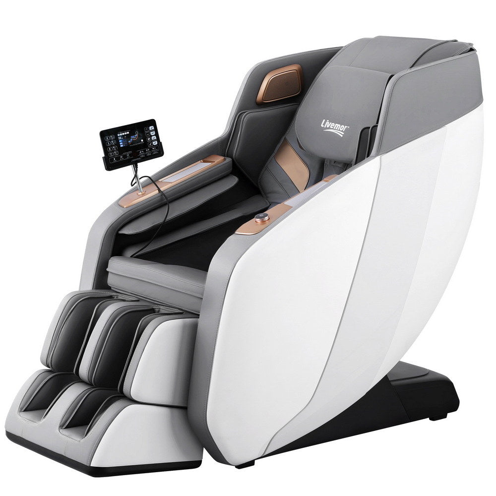 Arete Signature White Double Core Mechanism Electric Recliner  Massage Chair