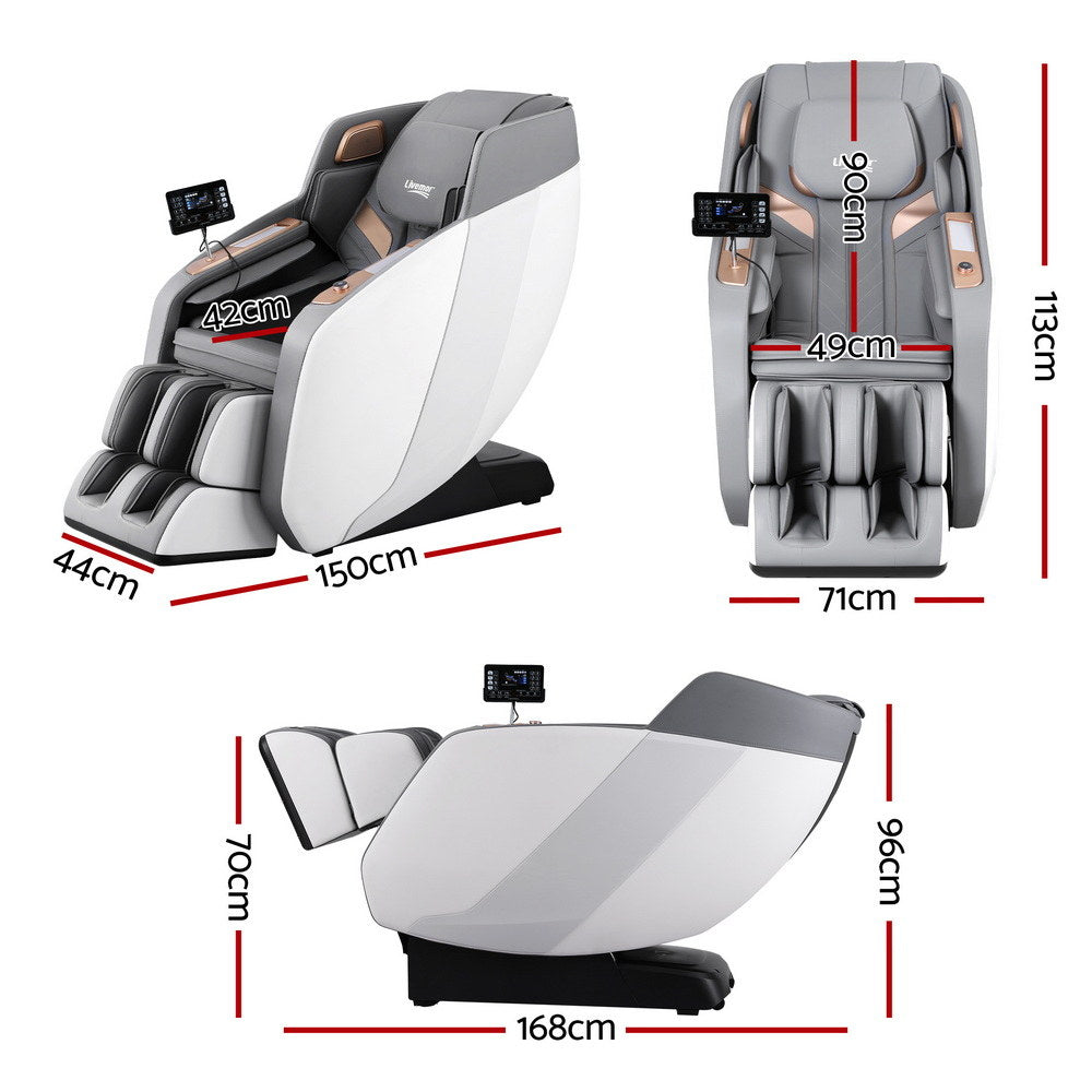 Arete Signature White Double Core Mechanism Electric Recliner  Massage Chair