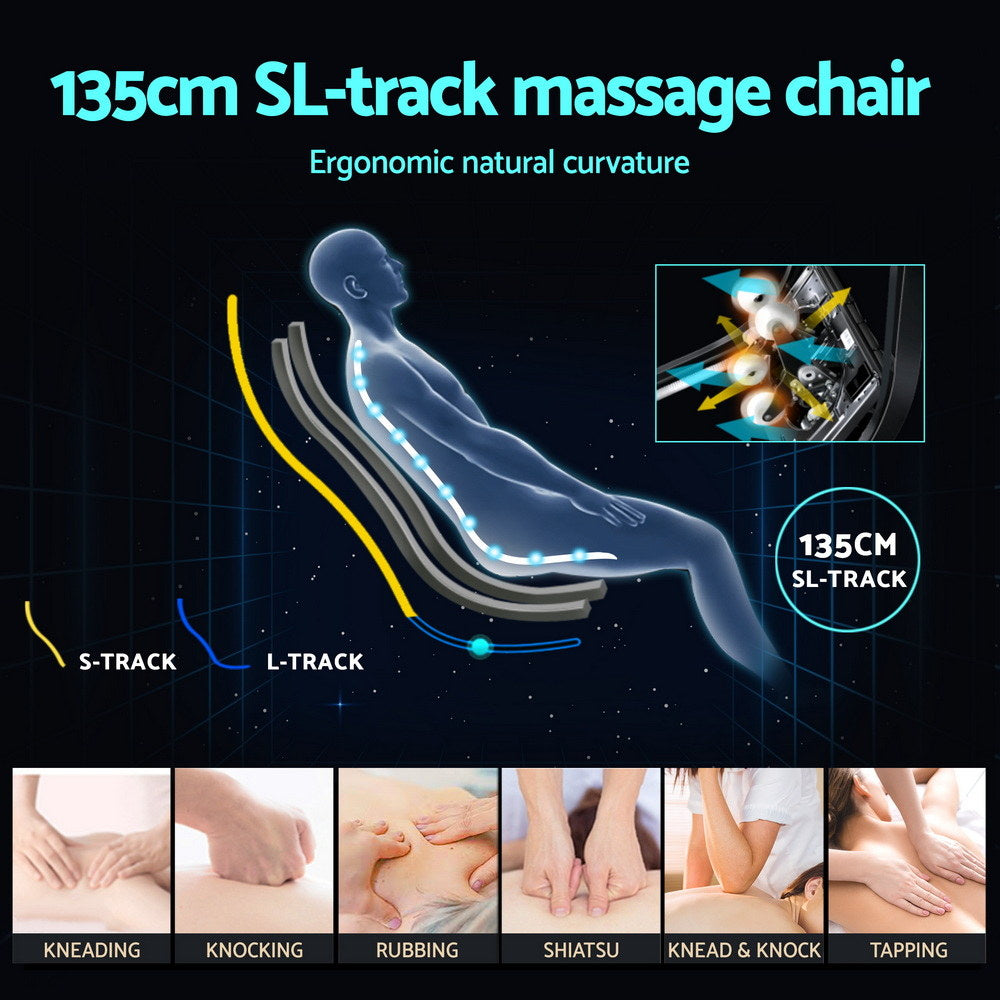 Arete Signature White Double Core Mechanism Electric Recliner  Massage Chair