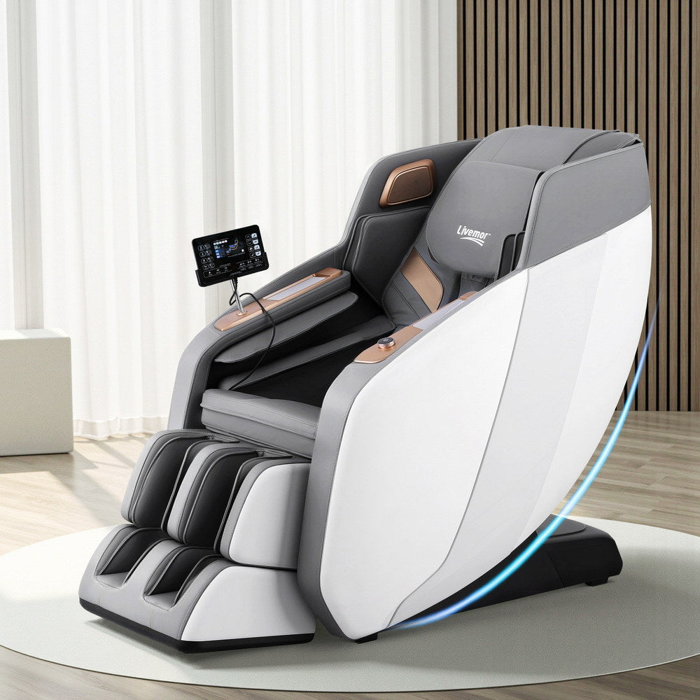Arete Signature White Double Core Mechanism Electric Recliner  Massage Chair