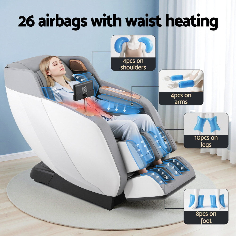 Arete Signature White Double Core Mechanism Electric Recliner  Massage Chair