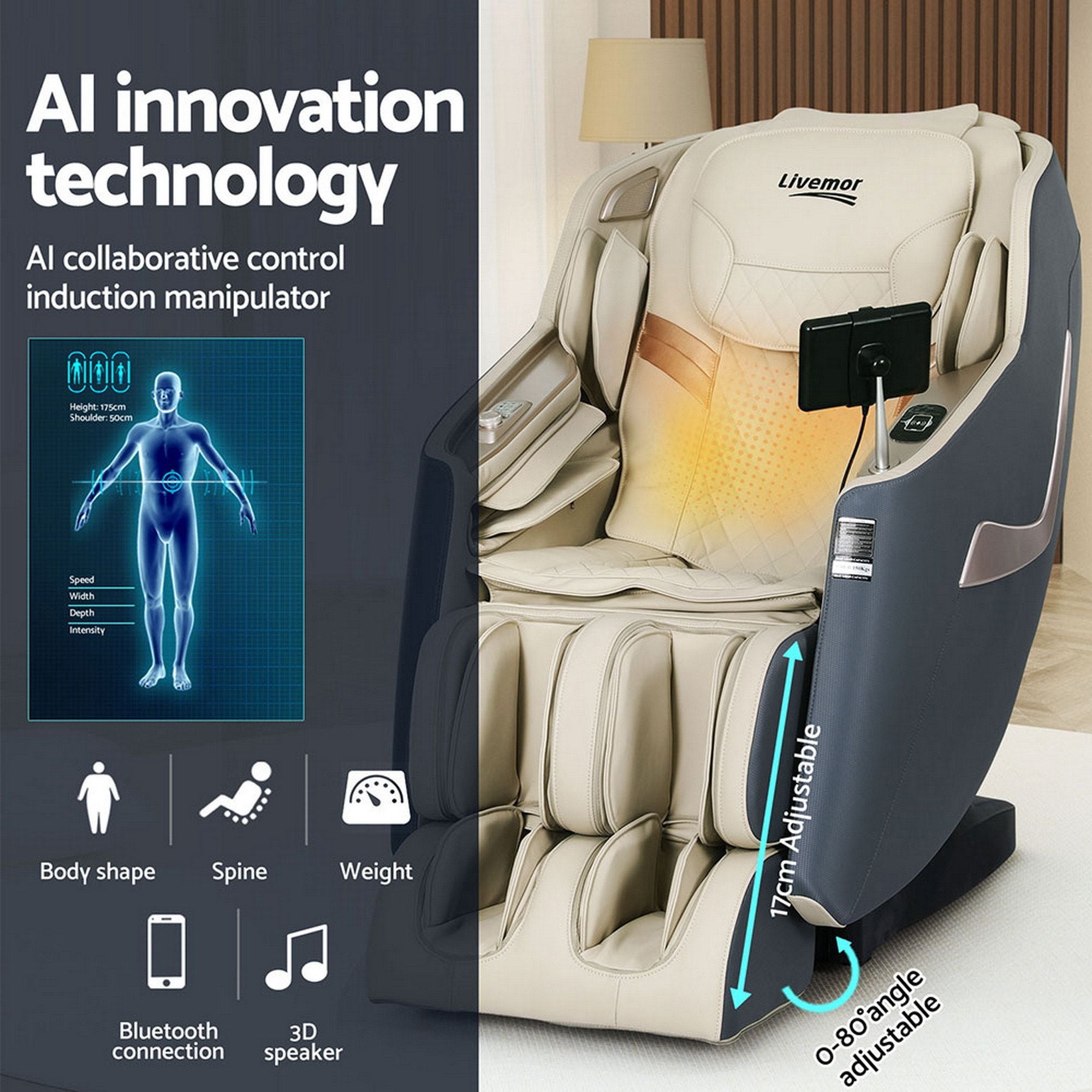 Arete SpineFlow 3D Electric Massage Chair Recliner Home Massager