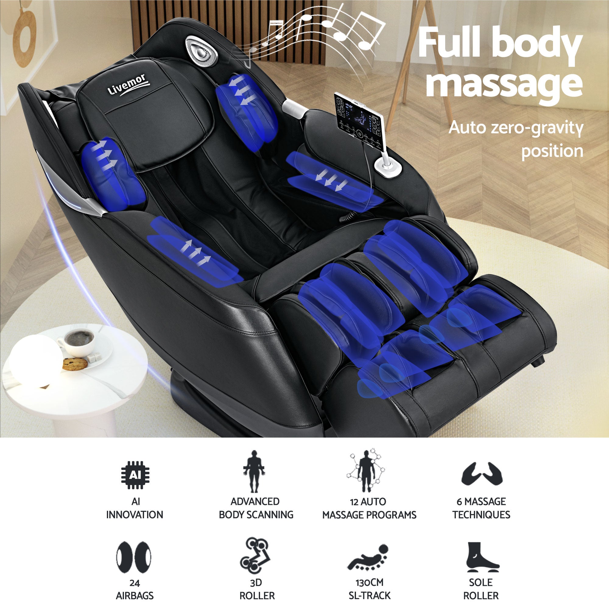 Arete Sync Lounge Electric Massage Recliner Chair Home 3D Massager