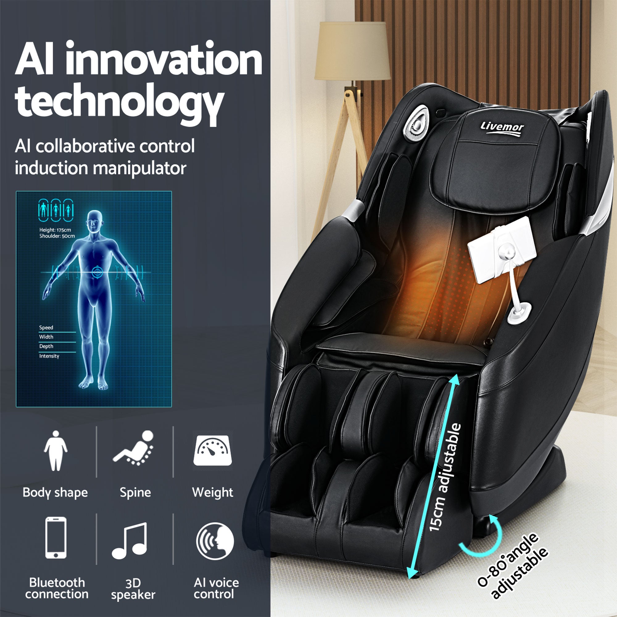 Arete Sync Lounge Electric Massage Recliner Chair Home 3D Massager