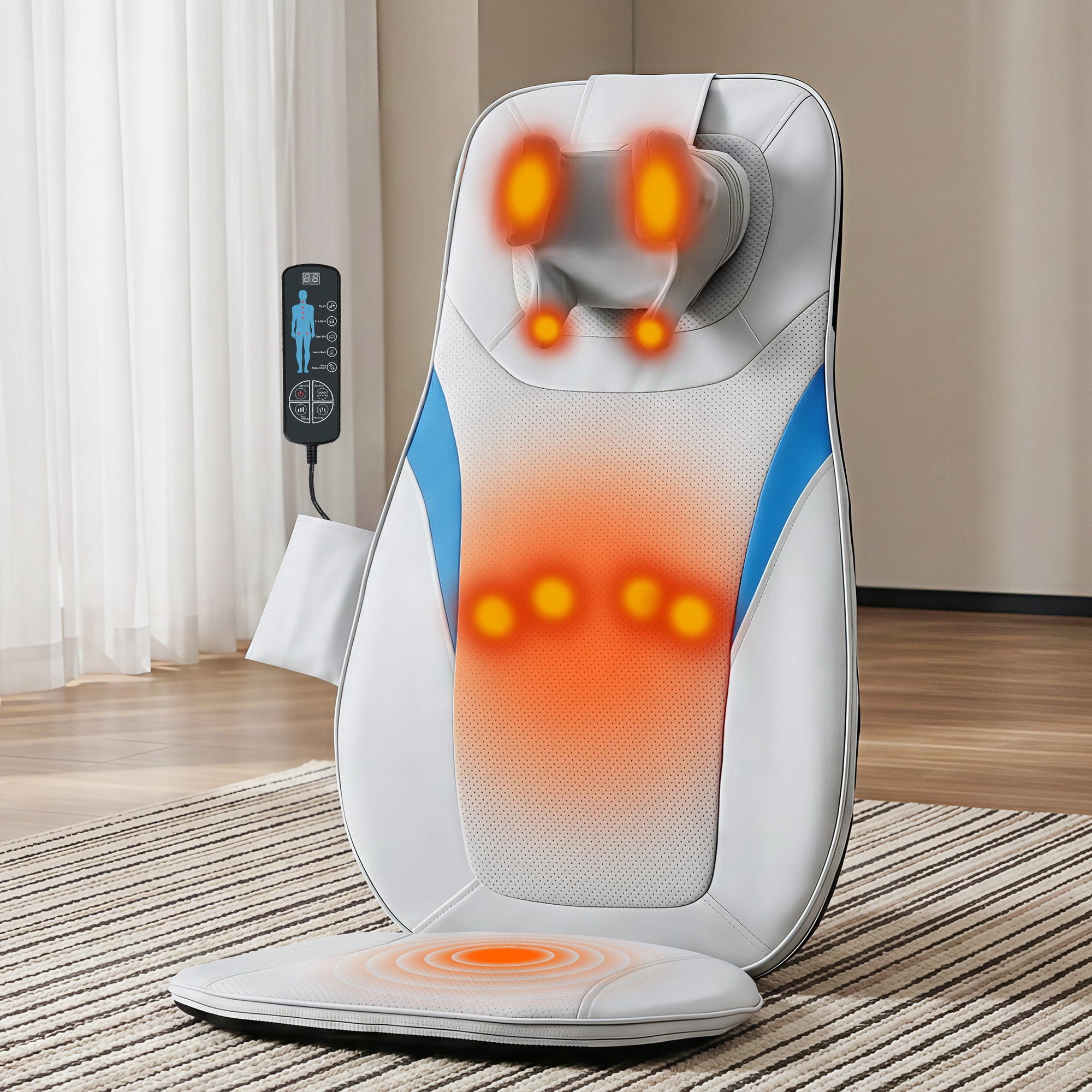 Rejuvachair Everyday Masseuse, 3D Kneading Heating Full Back Massage Cushion