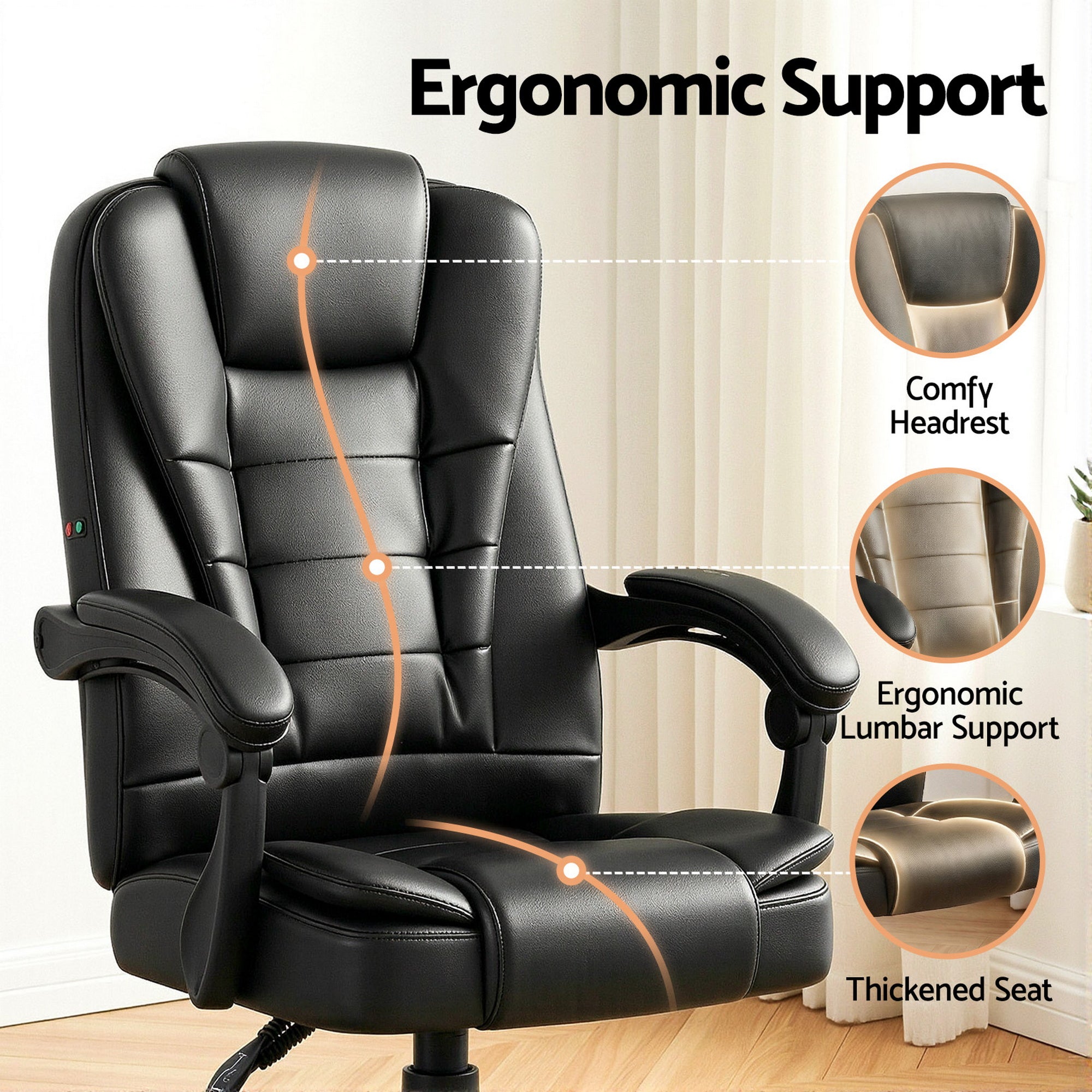 Rejuvachair Massage Office Black Leather Executive Computer Chair