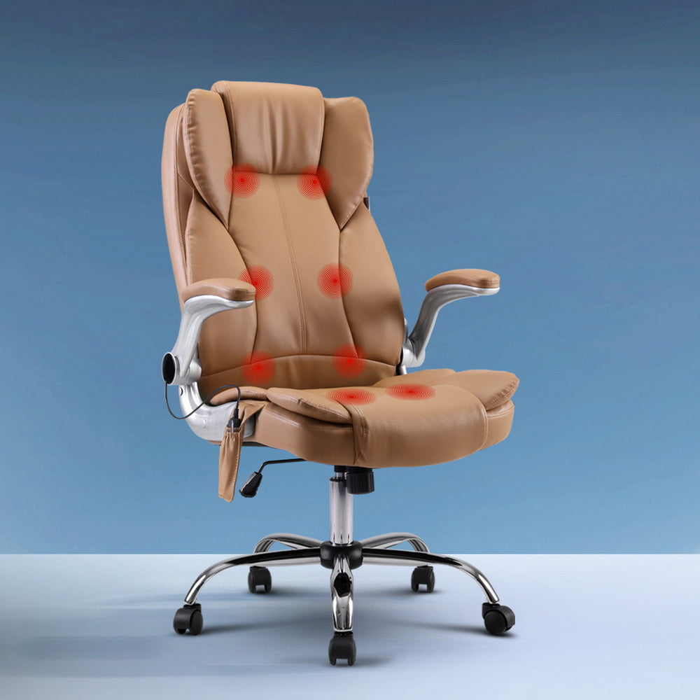 Rejuvachair Brown Leather 8 Point Massage Office Chair
