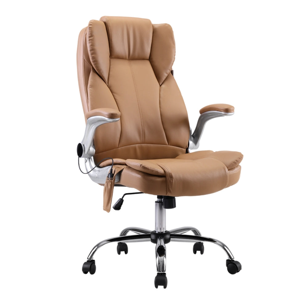 Rejuvachair Brown Leather 8 Point Massage Office Chair
