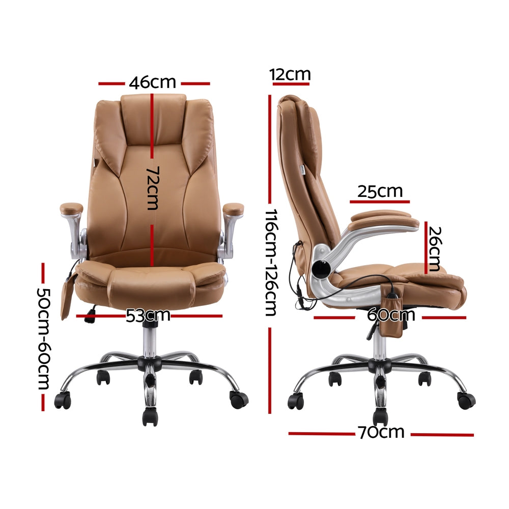 Rejuvachair Brown Leather 8 Point Massage Office Chair