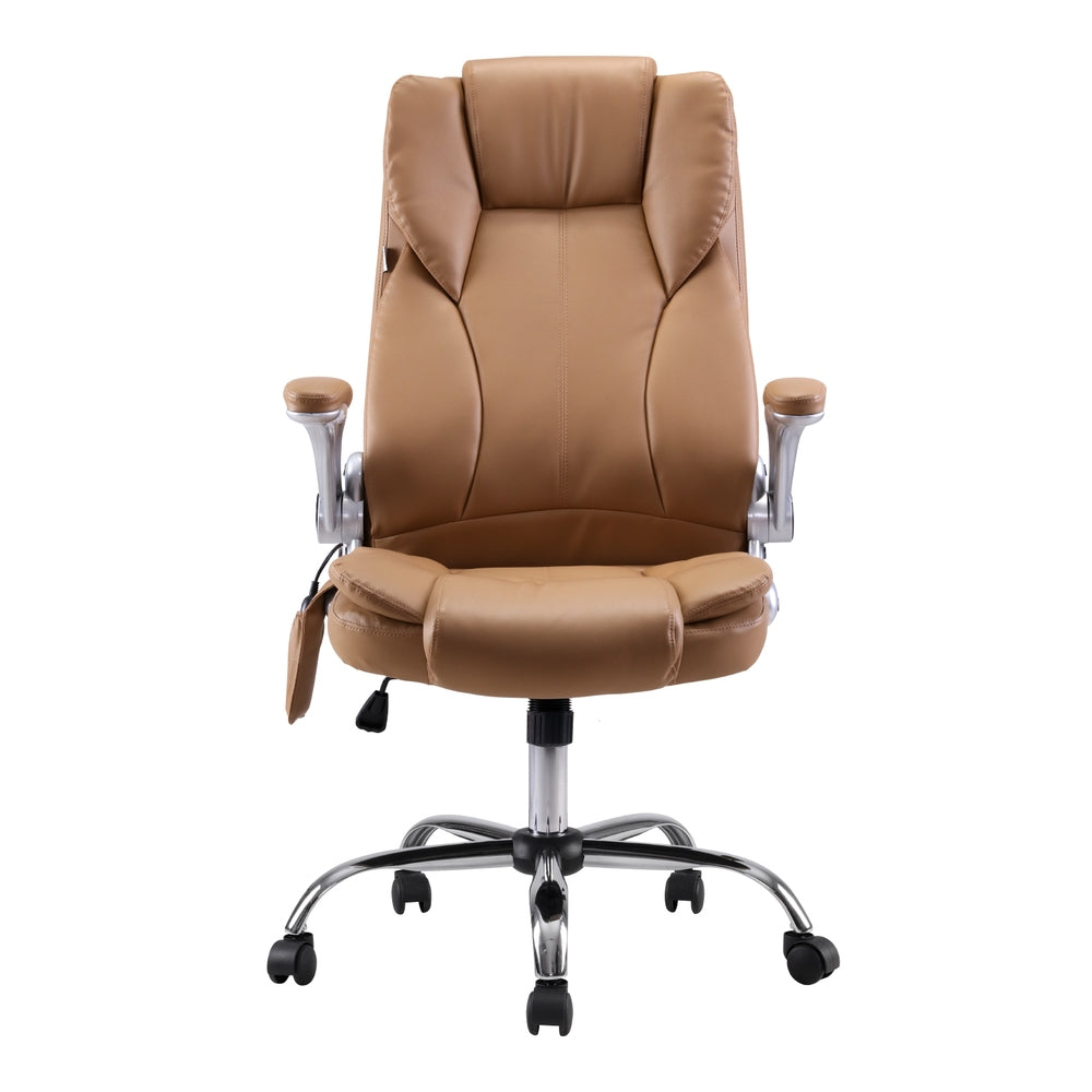 Rejuvachair Brown Leather 8 Point Massage Office Chair