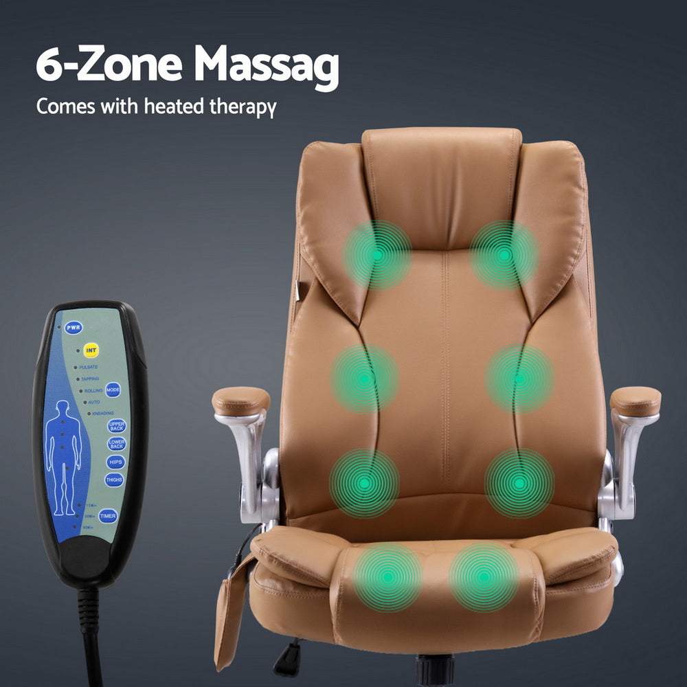 Rejuvachair Brown Leather 8 Point Massage Office Chair
