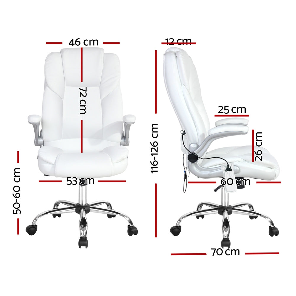 Rejuvachair Leather White 8 Point Massage Office Chair