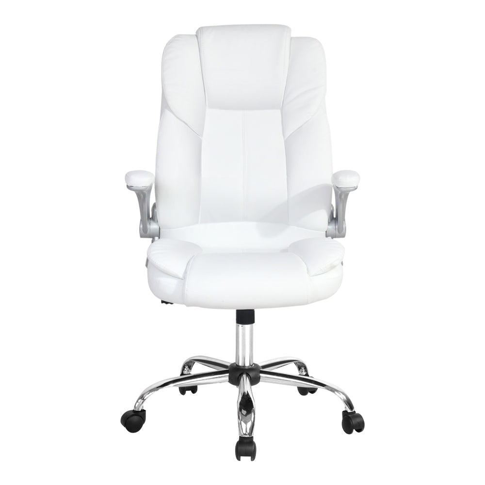 Rejuvachair Leather White 8 Point Massage Office Chair