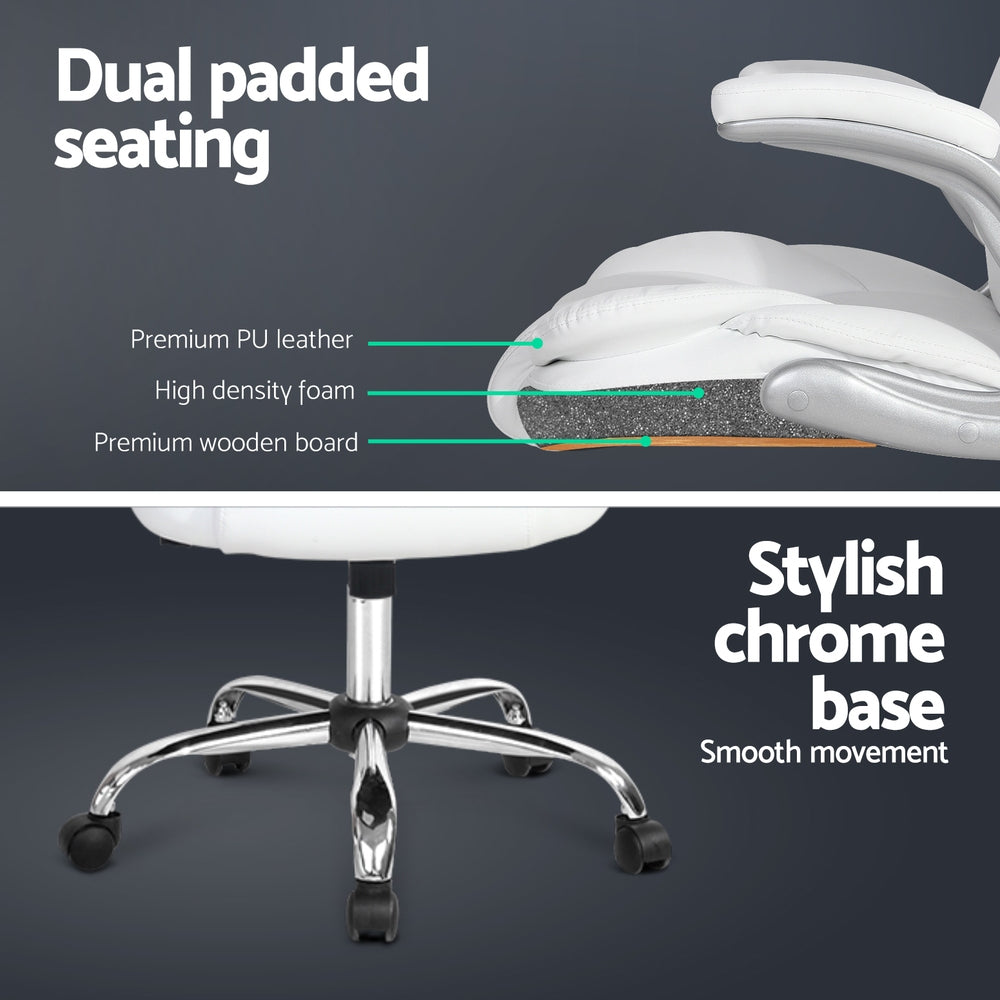 Rejuvachair Leather White 8 Point Massage Office Chair