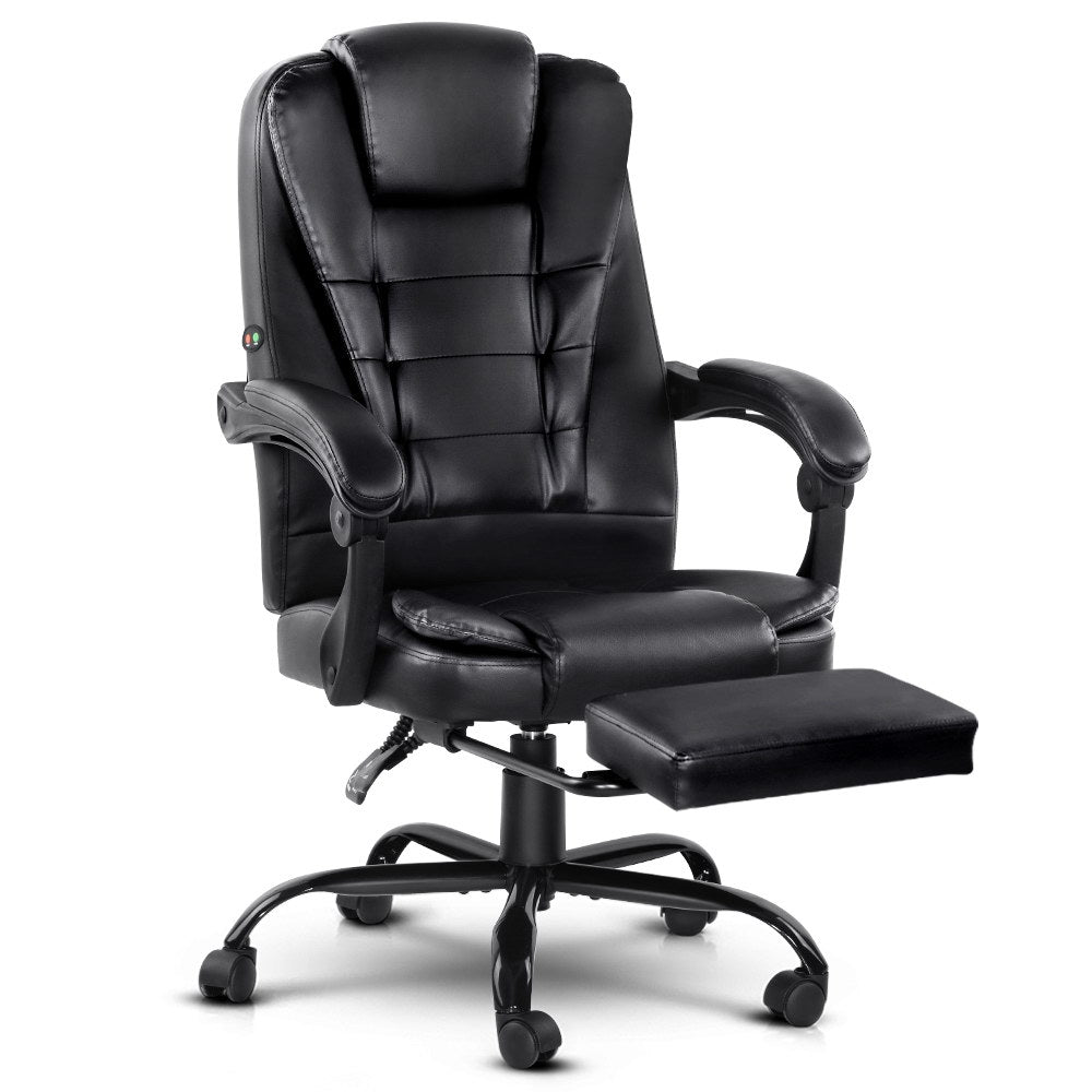 Rejuvachair Footrest Black leather 2 Point Massage Office Chair