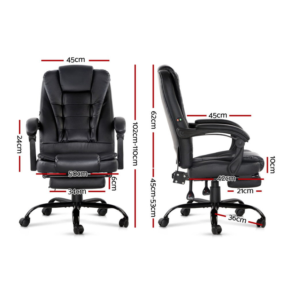 Rejuvachair Footrest Black leather 2 Point Massage Office Chair