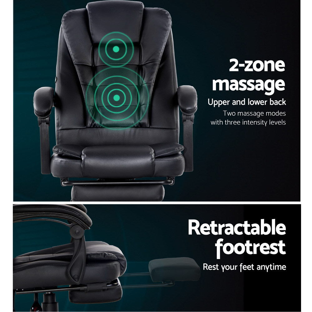 Rejuvachair Footrest Black leather 2 Point Massage Office Chair