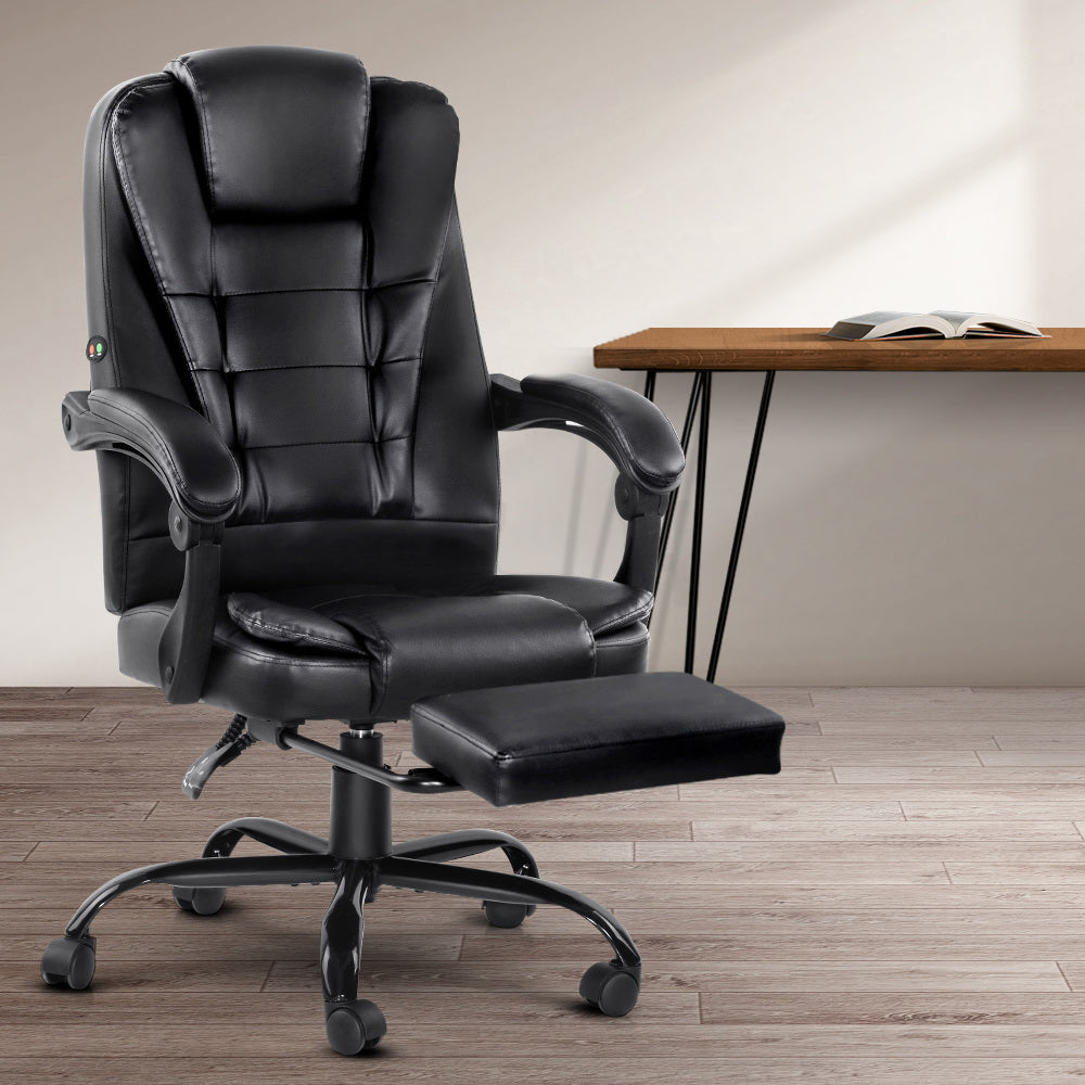 Rejuvachair Footrest Black leather 2 Point Massage Office Chair