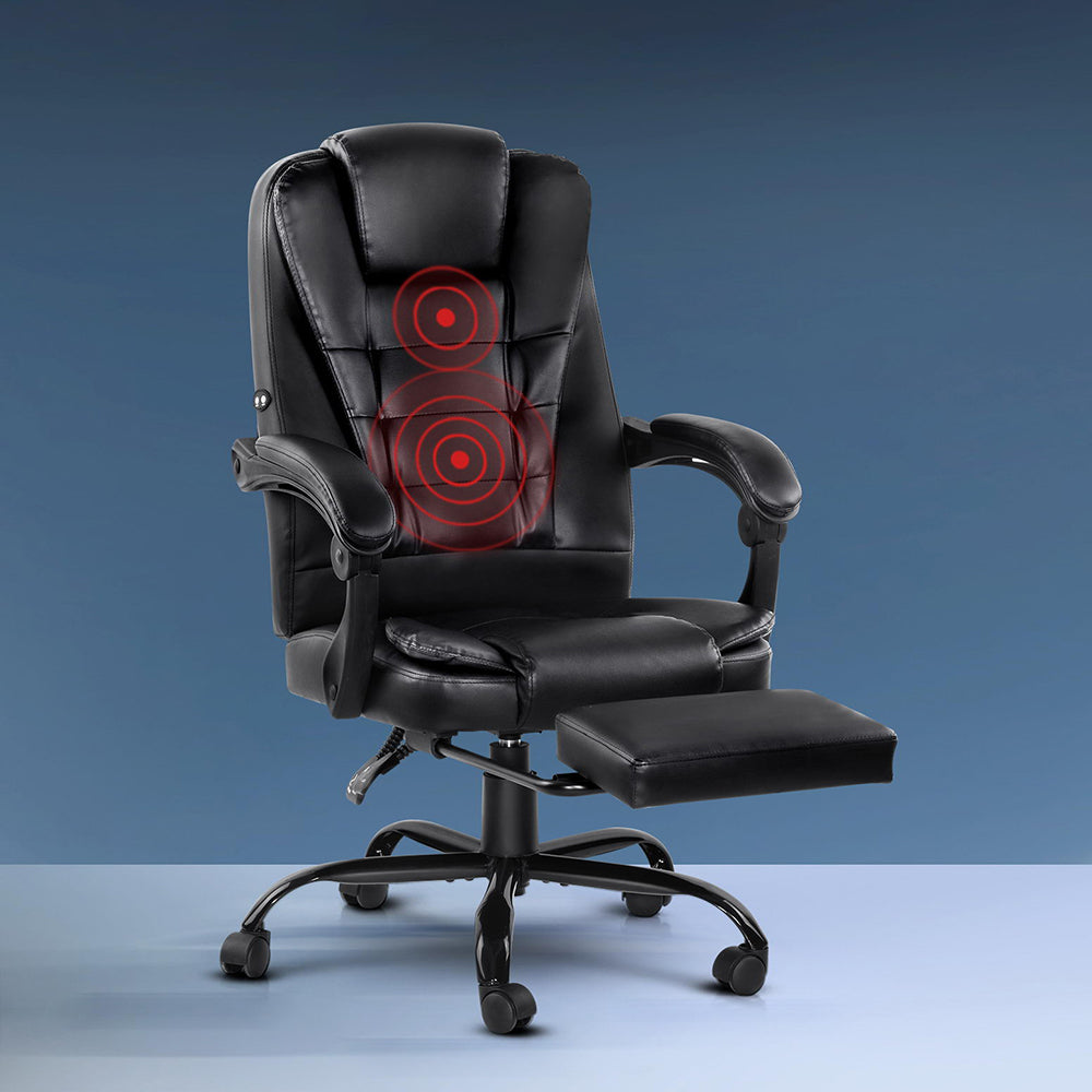 Rejuvachair Footrest Black leather 2 Point Massage Office Chair