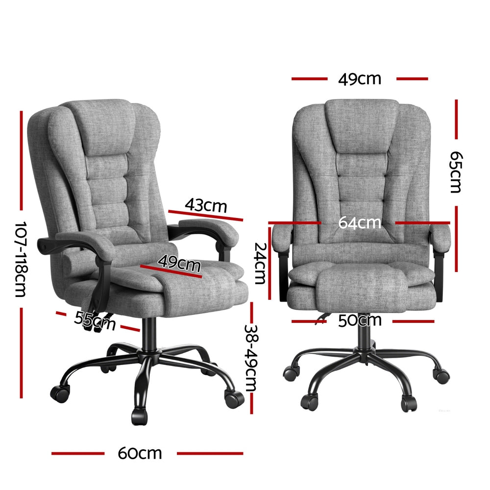 Rejuvachair Executive Grey Ergonomic Adjustable 4-Point Massage Office Chair