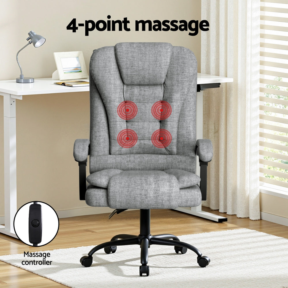 Rejuvachair Executive Grey Ergonomic Adjustable 4-Point Massage Office Chair