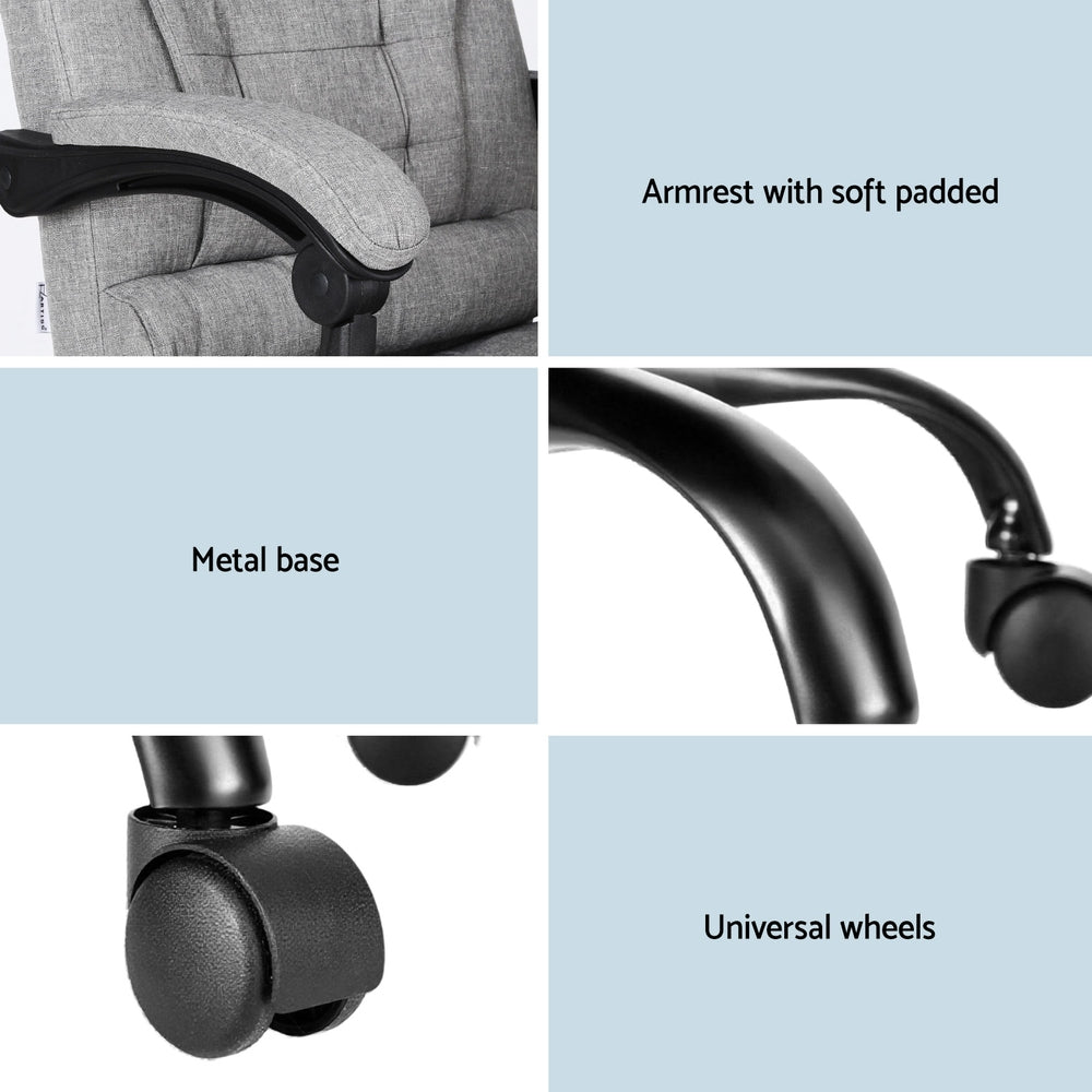 Rejuvachair Executive Grey Ergonomic Adjustable 4-Point Massage Office Chair