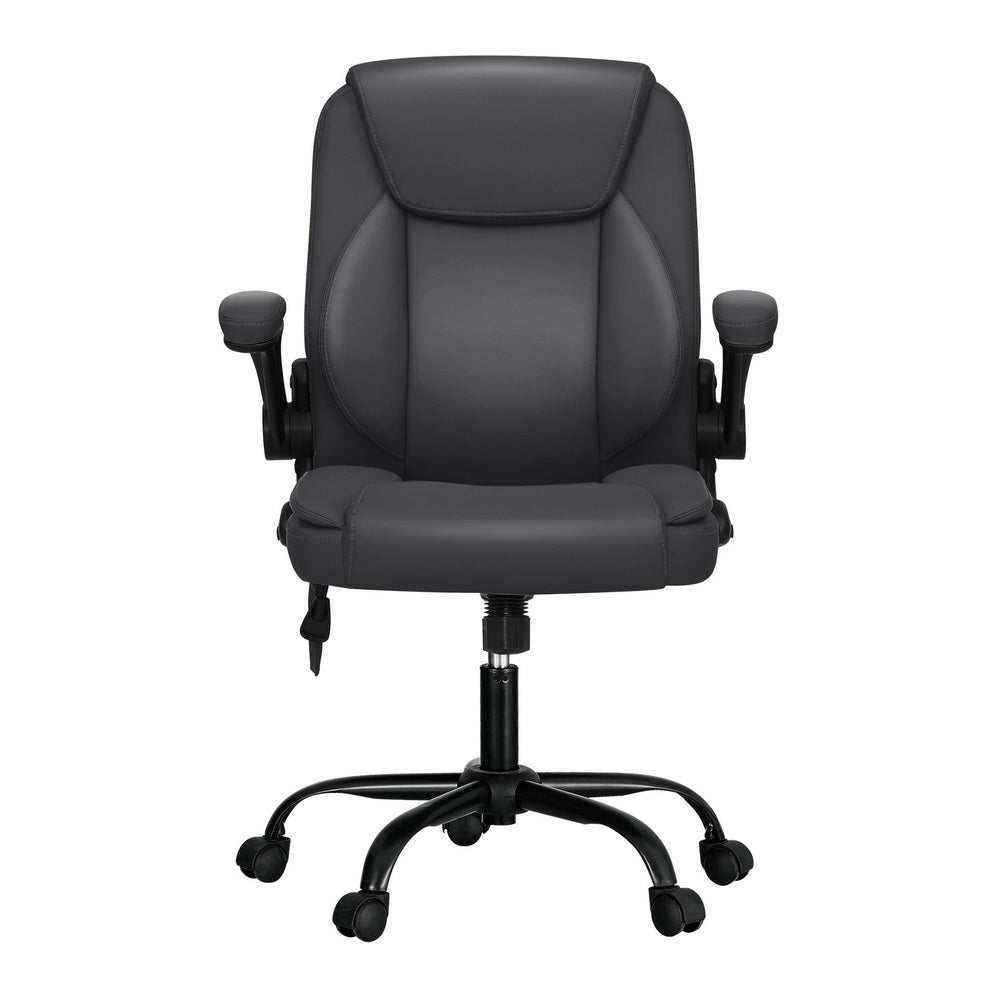 Rejuvachair Leather Mid Back Grey 2 Point Massage Office Chair