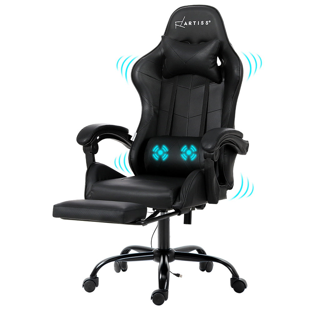 Rejuvachair  Footrest Black 2 Point Massage Gaming Office Chair