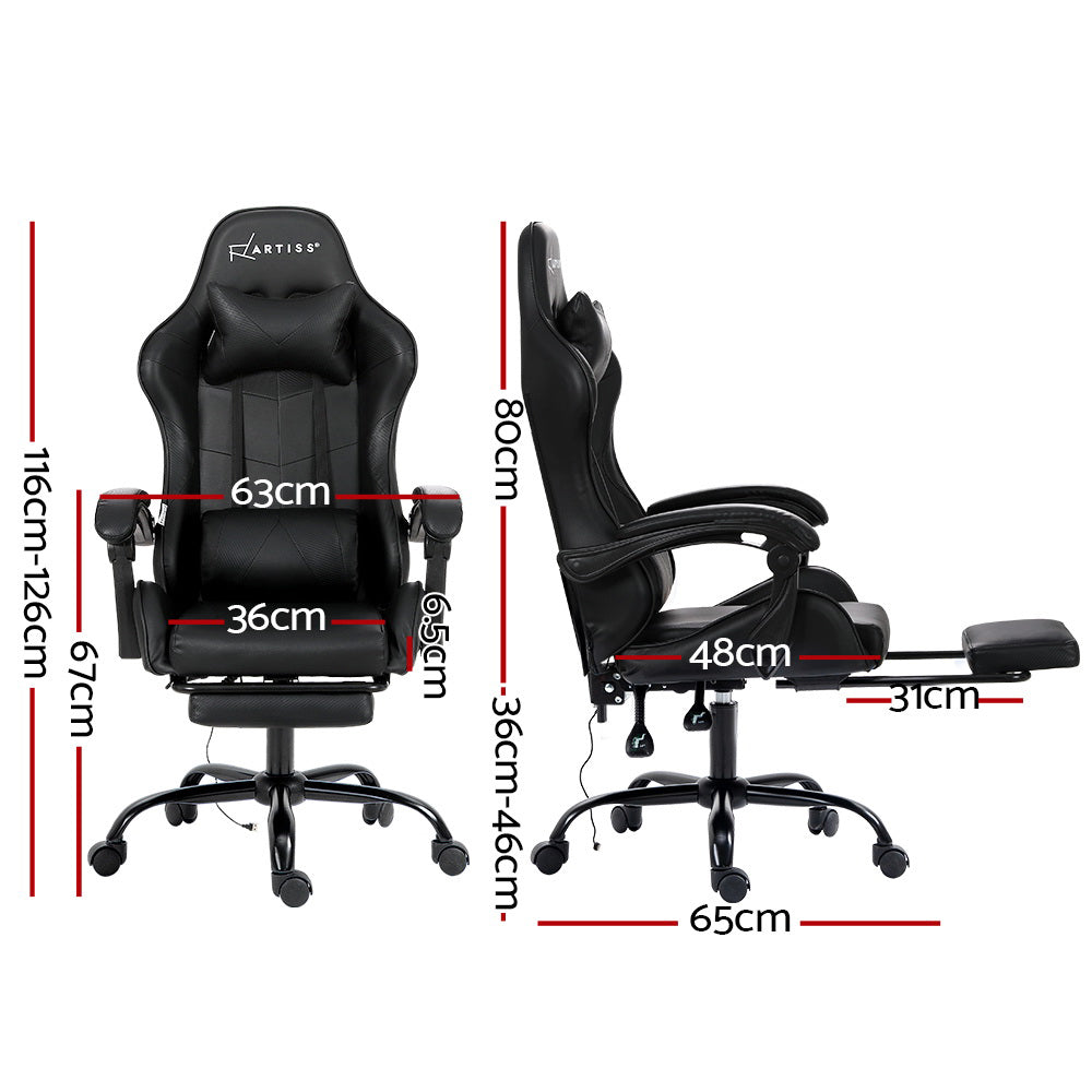 Rejuvachair  Footrest Black 2 Point Massage Gaming Office Chair