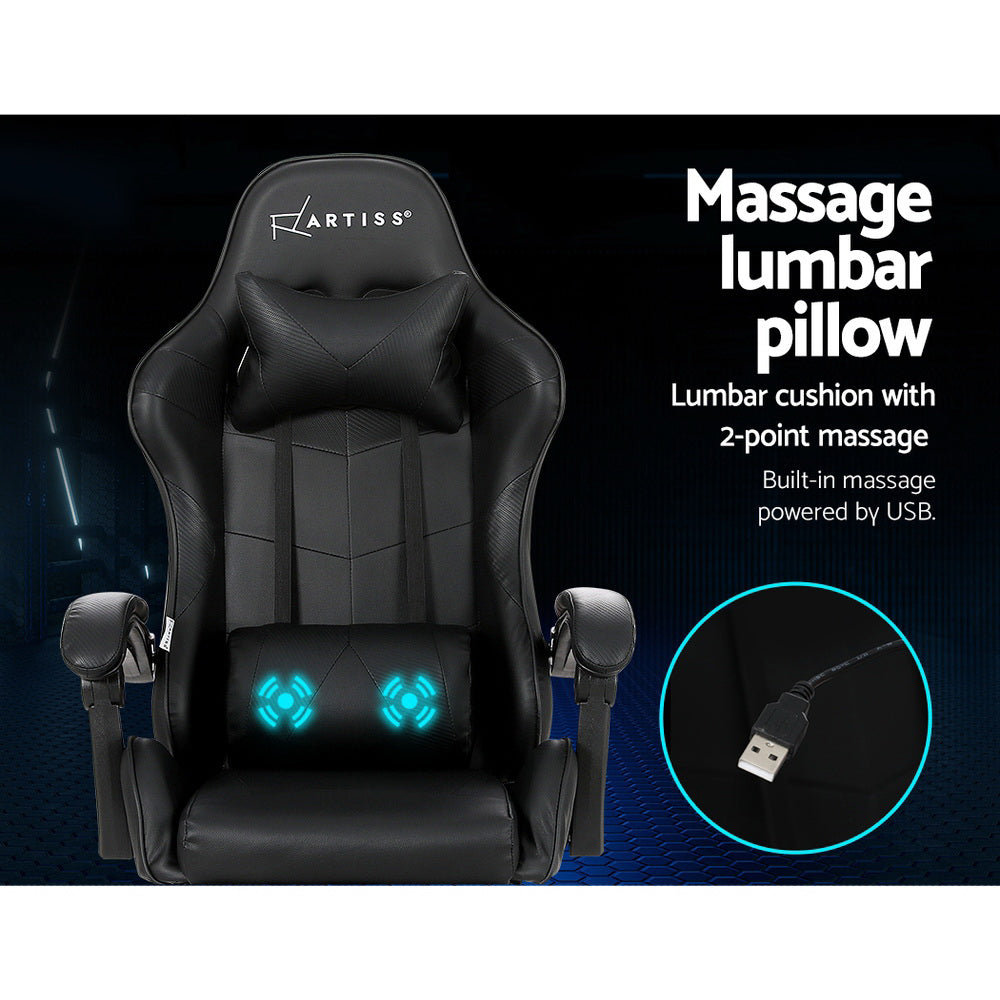 Rejuvachair  Footrest Black 2 Point Massage Gaming Office Chair