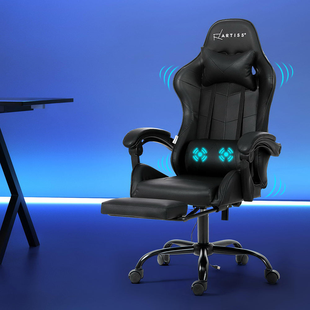 Rejuvachair  Footrest Black 2 Point Massage Gaming Office Chair