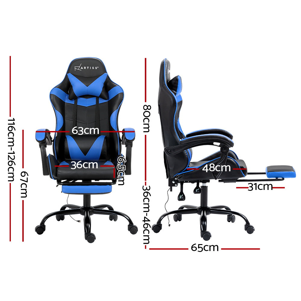Rejuvachair Footrest Blue 2 Point Massage Gaming & Office Chair