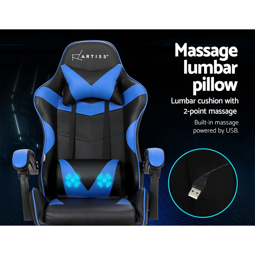 Rejuvachair Footrest Blue 2 Point Massage Gaming & Office Chair