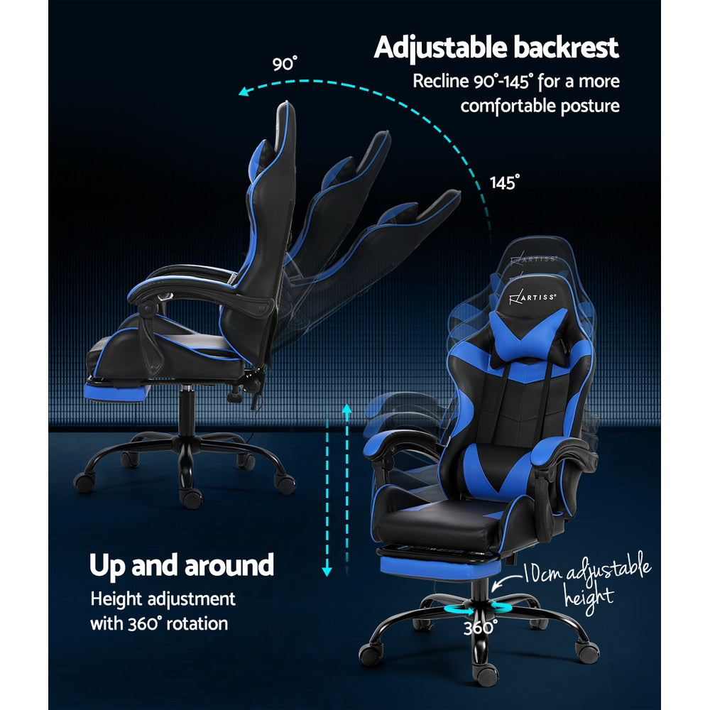 Rejuvachair Footrest Blue 2 Point Massage Gaming & Office Chair