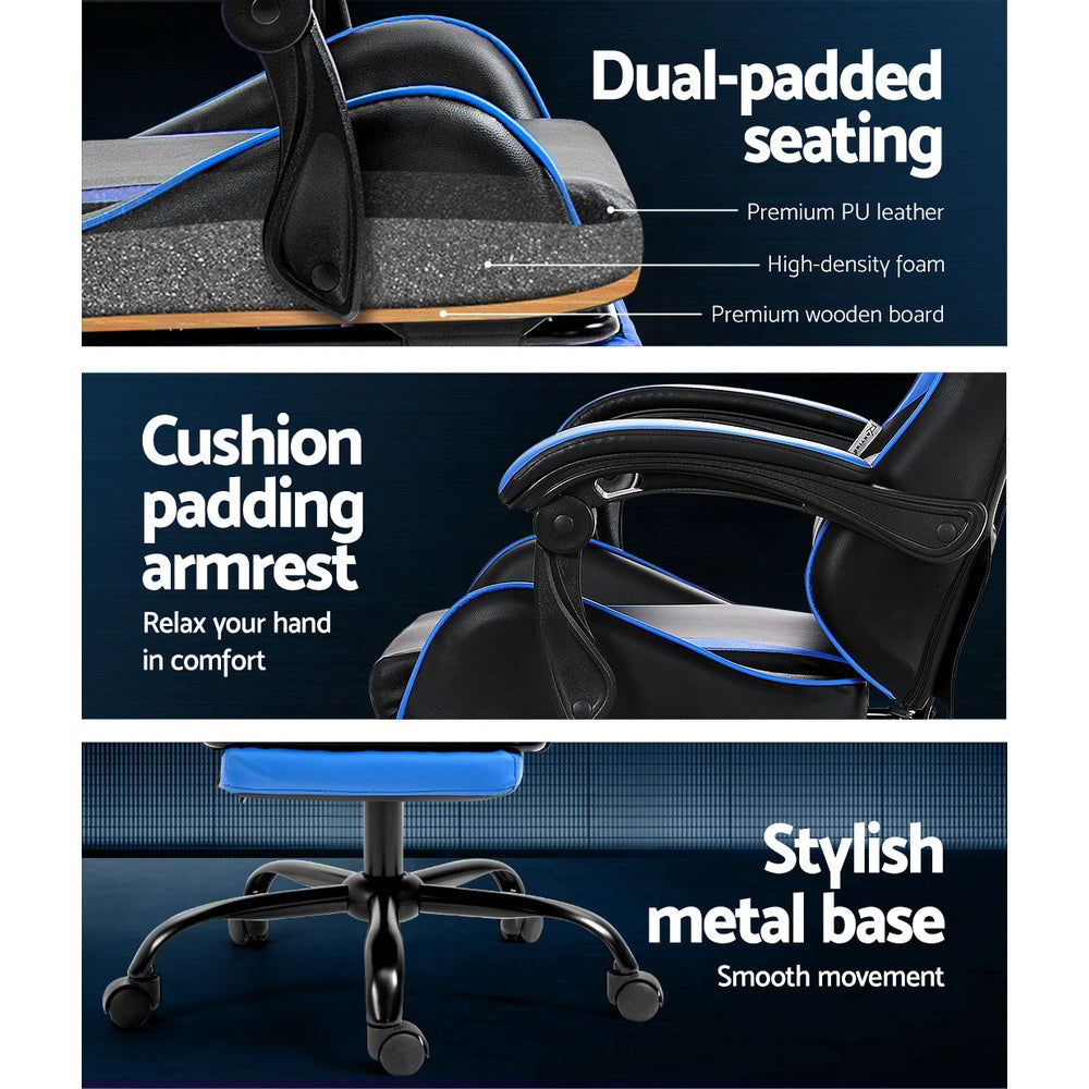 Rejuvachair Footrest Blue 2 Point Massage Gaming & Office Chair