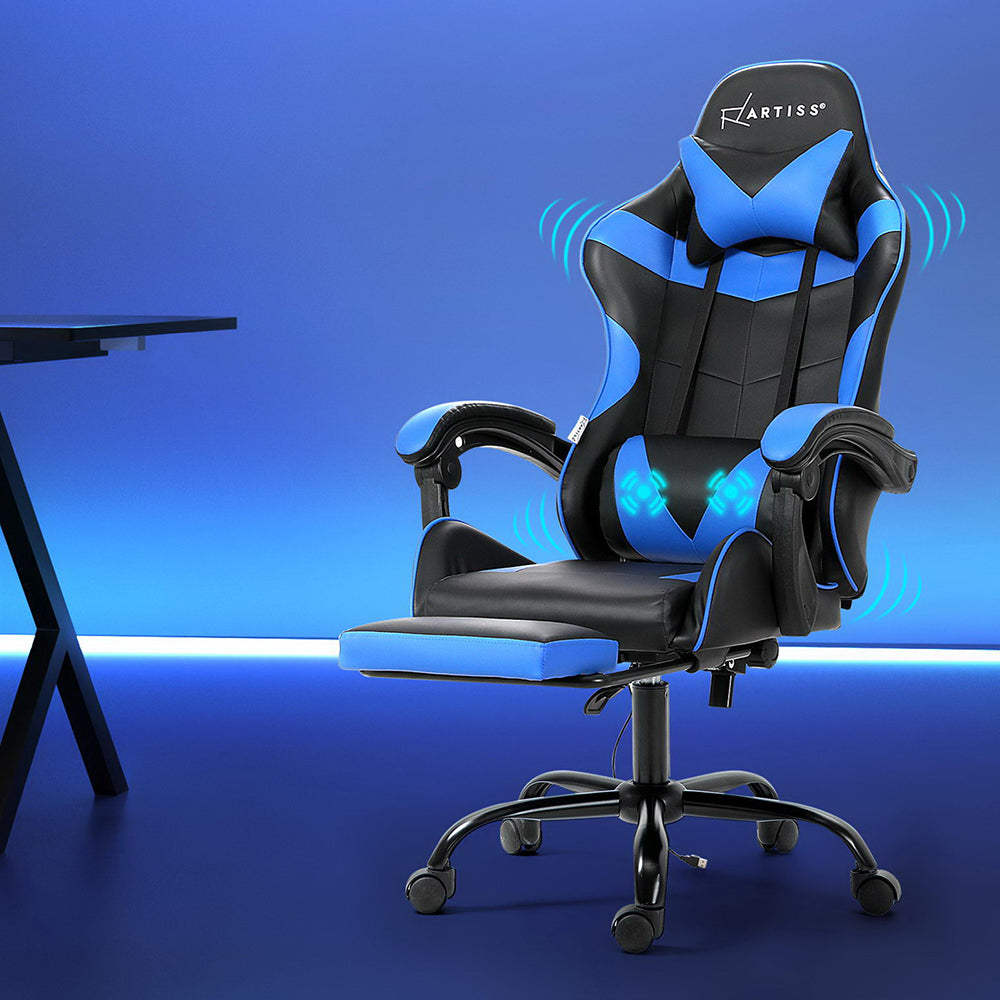 Rejuvachair Footrest Blue 2 Point Massage Gaming & Office Chair