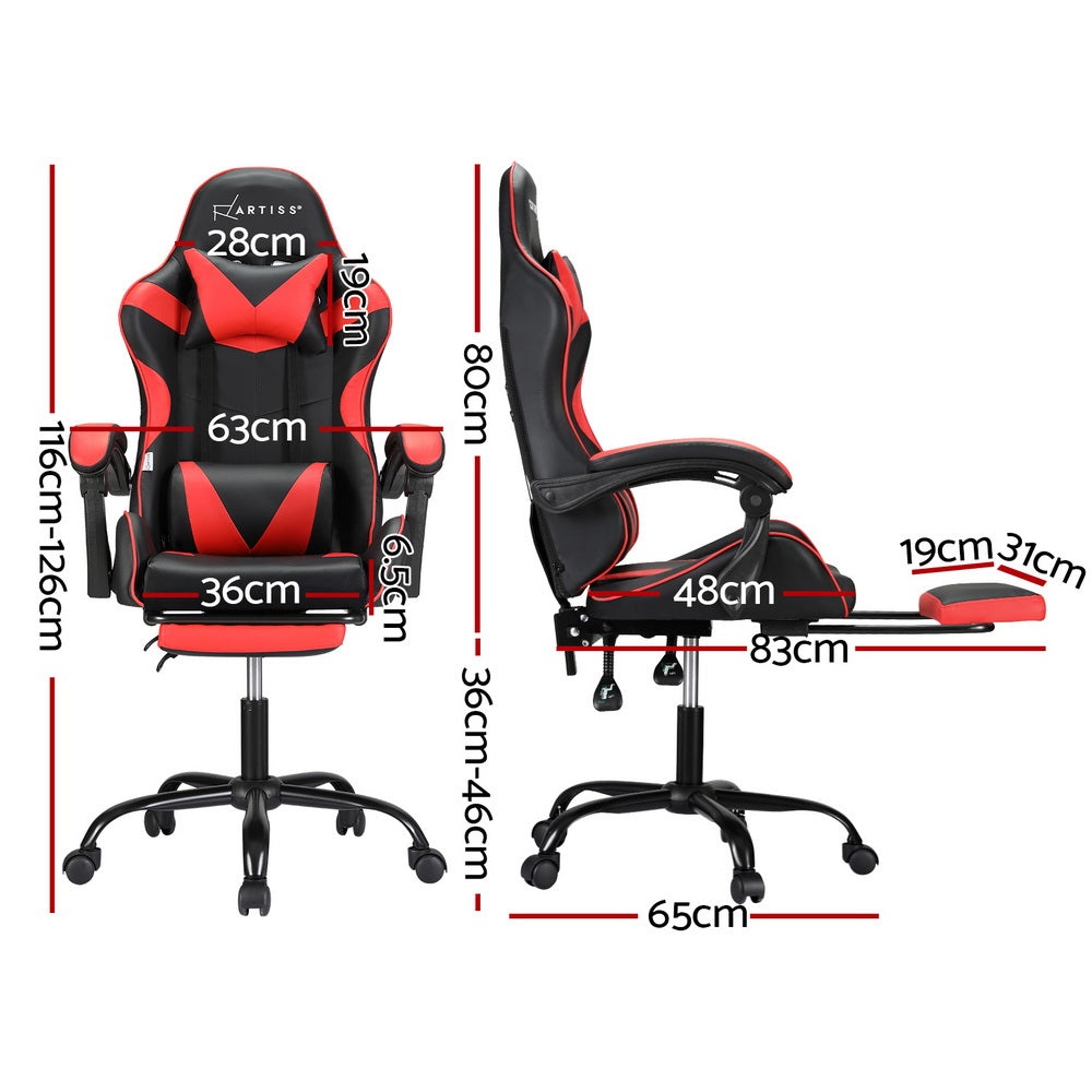 Rejuvachair Footrest Red 2 Point Massage Gaming & Office Chair