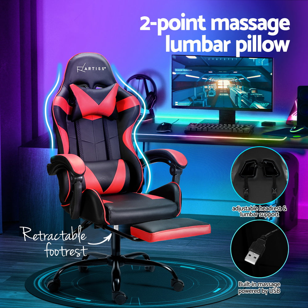 Rejuvachair Footrest Red 2 Point Massage Gaming & Office Chair