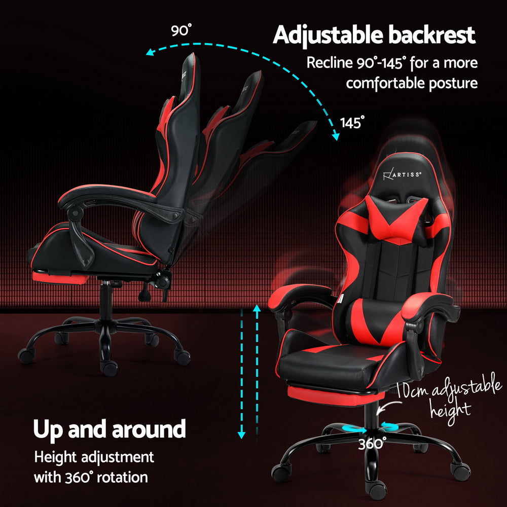 Rejuvachair Footrest Red 2 Point Massage Gaming & Office Chair