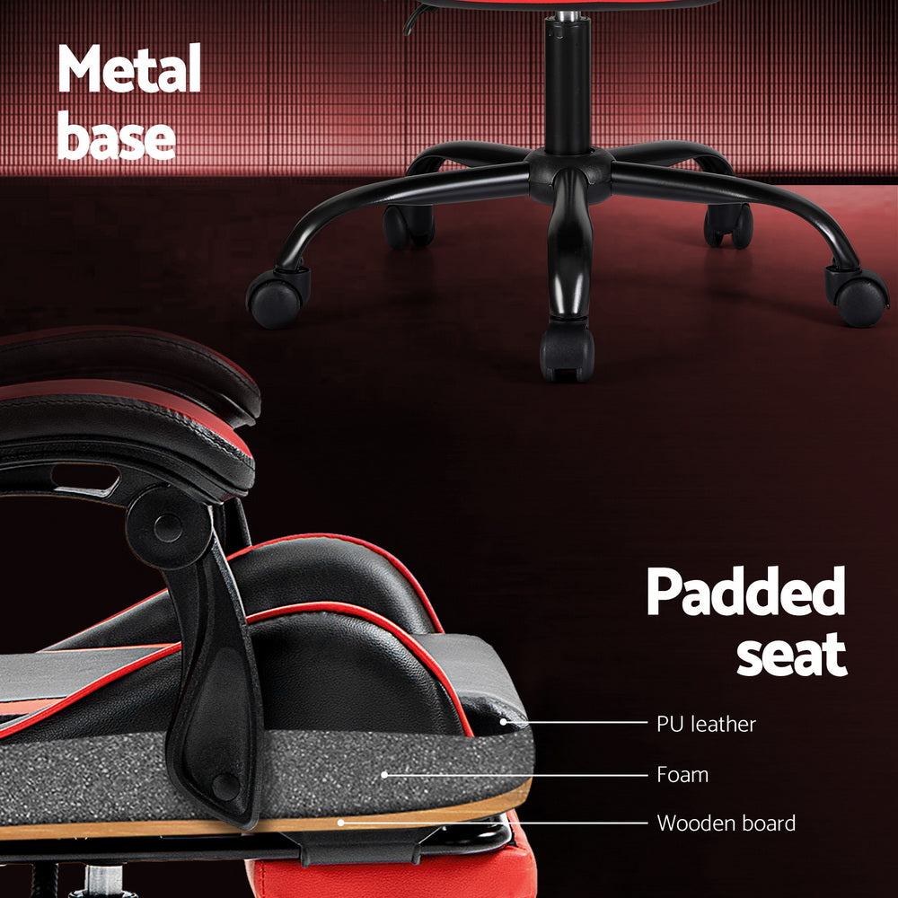 Rejuvachair Footrest Red 2 Point Massage Gaming & Office Chair